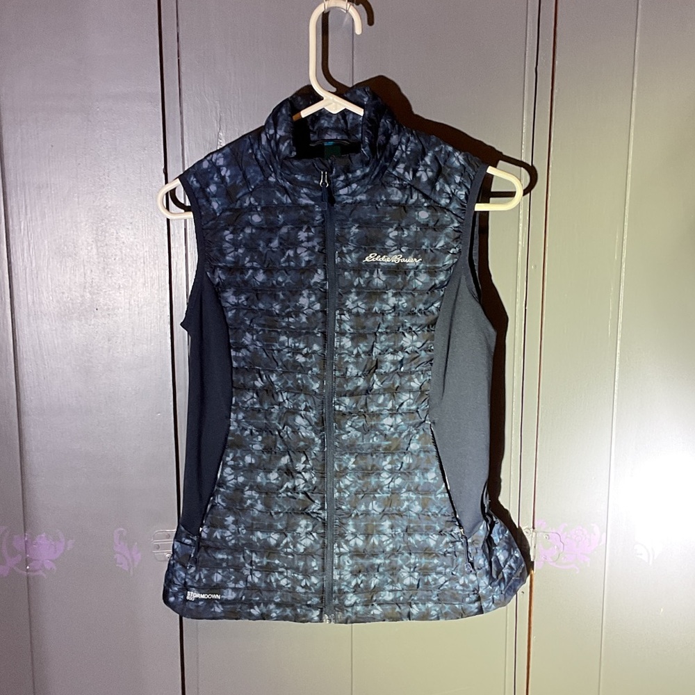 Eddie Bauer Navy Patterned Quilted StormDown Vest